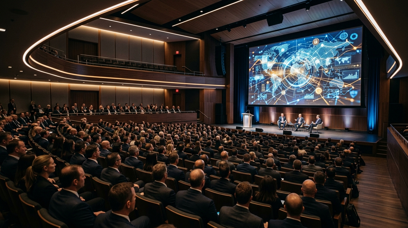 Conférence plénière de professionnels de la sécurité privée lors d'un colloque national