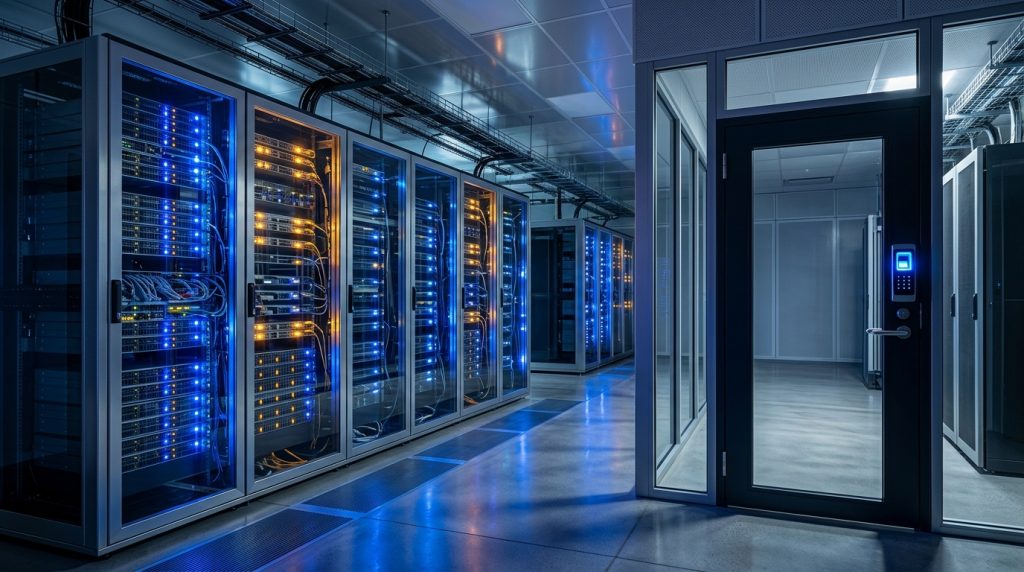 Contrôle d'accès biométrique et surveillance physique des serveurs d'un data center d'entreprise